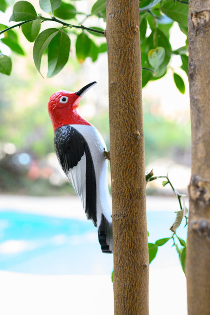 Woodpecker Tree Ornament Decoy Plastic & Metal Decorative Deterrent & Repeller- Easy to Mount-House, Tree or Gift 9" Tall
