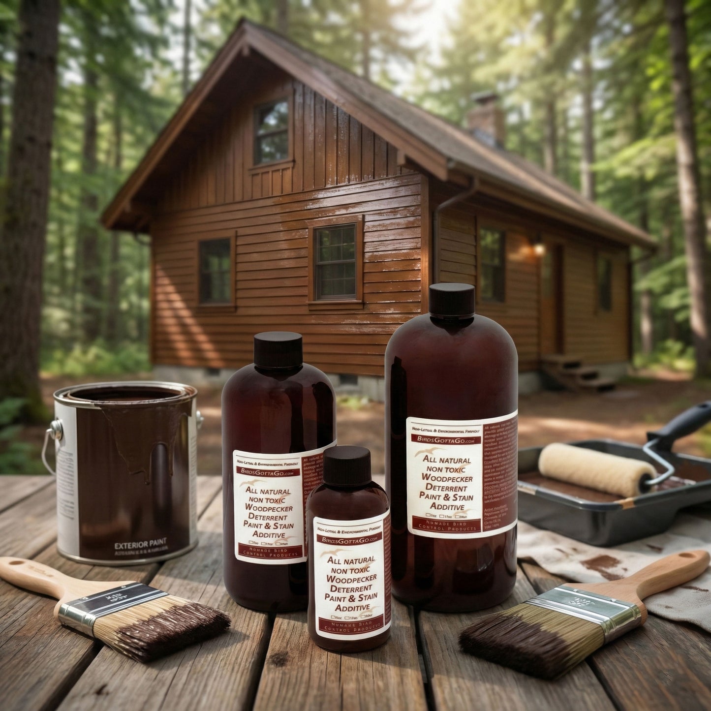 Non toxic, Natural Woodpecker Deterrent Paint and Stain Additive