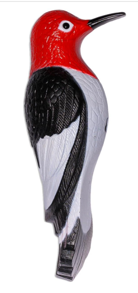 Woodpecker Tree Ornament Decoy Plastic & Metal Decorative Deterrent & Repeller- Easy to Mount-House, Tree or Gift 9" Tall